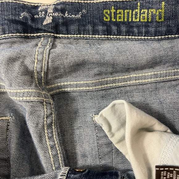 7 for all man kind reg33 Men's Blue Jeans embroidered pockets button fly lowrise - Picture 4 of 14